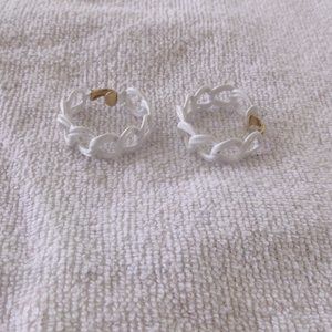 L. H. Segal California clip earrings gold tone white braid hoops